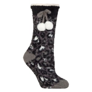 1 Paar Dames Sherpa Gevoerde Grip Sokken - Warme Fluffy Cozy Antislip Comfort