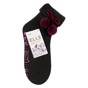 1 Paar Dames Wolmix Slippersokken met Pom Pom - Warme Zachte Gezellige Comfort