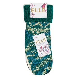 1 Paar Dames Chunky Fair Isle Moccasin Grip Sokken - Warme Winter Slippersokken
