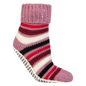 1 Paar Dames Chunky Fair Isle Moccasin Grip Sokken - Warme Winter Slippersokken
