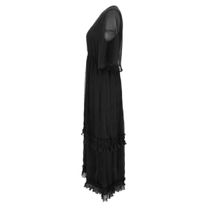 Ganni maxi-jurk met V-hals en plooien in zwart polyester