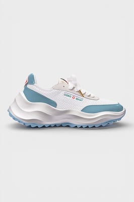 Casablanca Atlantis Dames Sneaker - Wit met Lichtblauwe Accenten