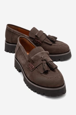 Poen Leren Kwast Loafer Dames