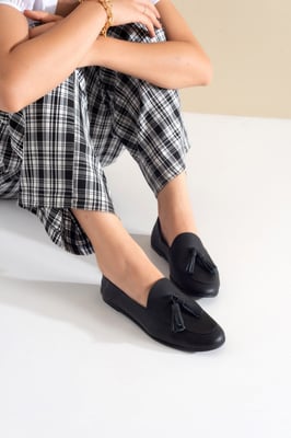 Mona Zacht Leren Kwast Loafer Dames