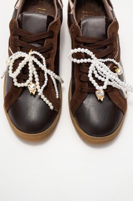 Taren Leren Parel Gesp Sneakers Dames