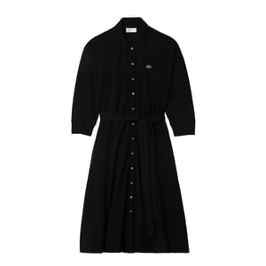 Lacoste Dames Piqué 3/4 Mouw Polo Jurk (Zwart)