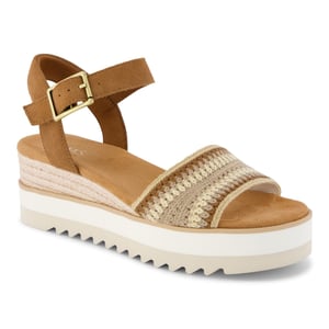 TOMS Diana Wedge Leer Dames Donker Beige Sandalen