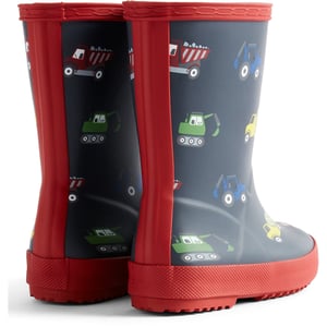 Hunter Kids First Construction Print Laars Rubber Jongens Hunter Navy/Militair Rood Wellingtonlaarzen
