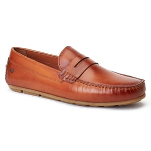 Base London Collins Driver Leren Heren Loafers in Gebrande Tan