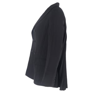 RED Valentino Double-Breasted Back Pleated Blazer in Black Wool