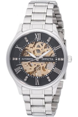 Invicta Objet D Art 69118 Heren Horloge - Automatisch Uurwerk - Roestvrij Staal met zwarte Wijzerplaat - 40mm