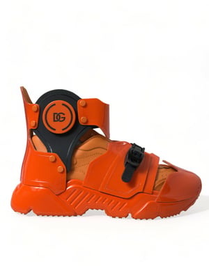 Dolce & Gabbana Oranje Multi Paneel Chunky Hoogtop Sneakers Schoenen