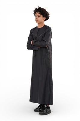Kinderen Jongens Ramadan Eid Houtskool Grijs Marokkaanse Jubba Robe Djellaba Thobe - K-TT008