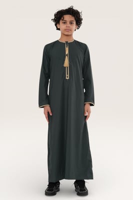 Kinderen jongens groene Ramadan Marokkaanse Thobe gewaad Kaftan Eid Jubba LFS-K-TT-003