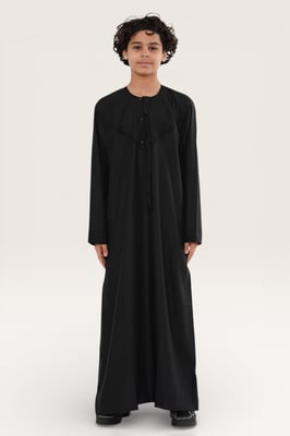 Kinderen jongens zwarte Eid Marokkaanse Jubba Robe Djellaba Ramadan Eid Thobe LFS- K-HM11