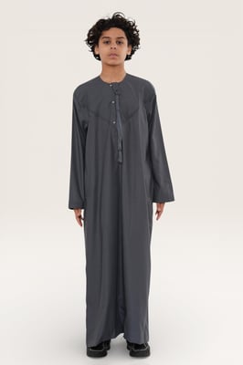 Kinderen jongens grijze Eid Marokkaanse Jubba Robe Djellaba Ramadan Eid Thobe LFS- K-HM11