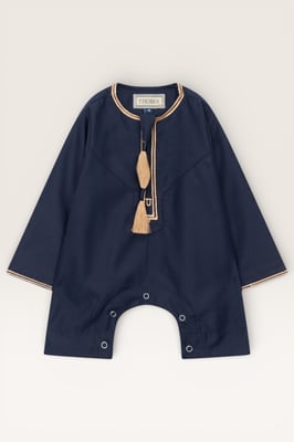 Kinderen Jongens Marineblauw Baby Ramadan Marokkaanse Thobe Gewaad Emirati Eid Jubba LFS-B-TT003