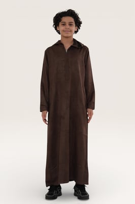 Kinderen Jongens Bruine Capuchon Eid Marokkaanse Jubba Gewaad Ramadan Eid Thobe LFS - K-HM12