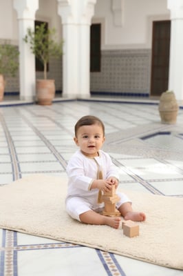 Witte baby Ramadan Marokkaanse Thobe Gewaad Emirati Eid Jubba LFS-B-TT003