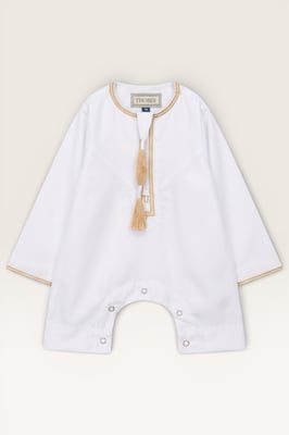 Witte baby Ramadan Marokkaanse Thobe Gewaad Emirati Eid Jubba LFS-B-TT003