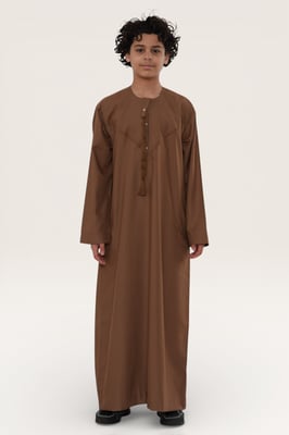 Kinderen jongens bruin Eid Marokkaanse Jubba Robe Djellaba Ramadan Eid Thobe LFS- K-HM11