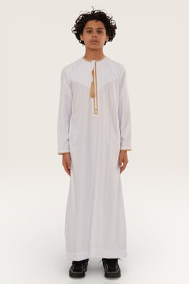 Kinderen jongens witte Ramadan Marokkaanse Thobe gewaad Kaftan Eid Jubba LFS-K-TT-003
