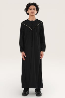 Kinderen jongens zwart Ramadan Marokkaanse Jubba gewaad Djellaba Kaftan Eid Thobe LFS-K-TT-006