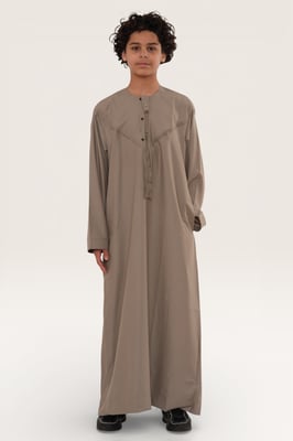 Kinderen jongens Beige Eid Marokkaanse Jubba Robe Djellaba Ramadan Eid Thobe LFS- K-HM11