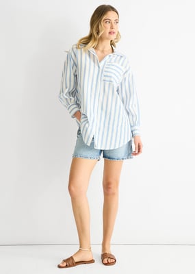 Oversized katoenen shirt met blauwe strepen