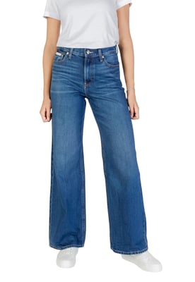 Brede Lederen Denim Broek