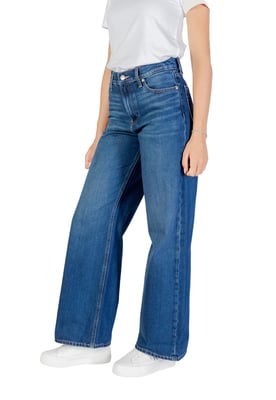 Brede Lederen Denim Broek