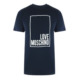 Love Moschino Box Logo Marineblauw T-shirt