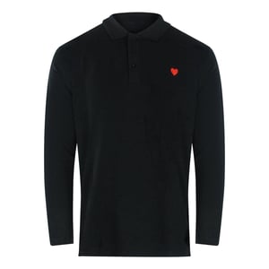 Love Moschino Polo Shirt Met Klein Hartlogo En Lange Mouwen, Zwart