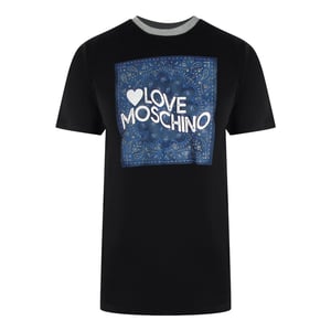 Love Moschino Paisley Print Logo Zwart T-shirt