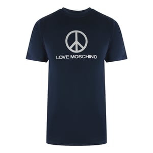Love Moschino Peace Logo Marineblauw T-shirt