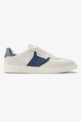 Fred Perry B4 Textured Leder/Suède Heren Porselein/Blaue Sneakers