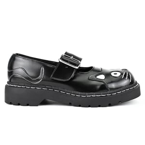 TUK Dames Mary Jane Kitty Zwarte Leren Platform Goth Schoenen - T2025