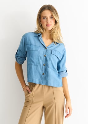 Blauw denim oversized boxy shirt