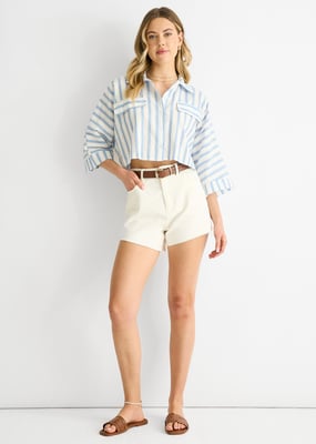 Oversized katoenen shirt met blauwe strepen