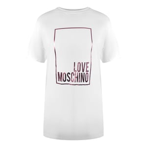 Love Moschino Shiny Box Logo Wit T-shirt