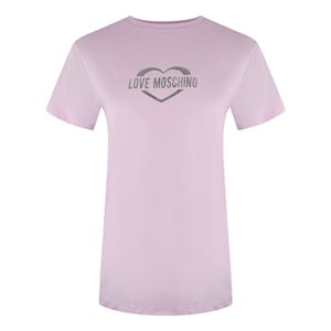 Love Moschino Shiny Heart Logo Pink T-shirt