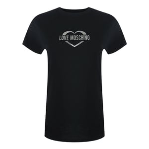 Love Moschino Shiny Heart Logo Zwart T-shirt