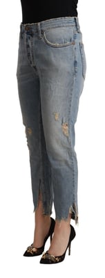 Cropped Boyfriend Jeans met Versleten Details