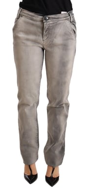 Grijze Denim Rechte Pantalon
