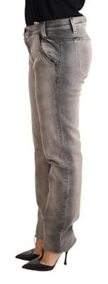 Grijze Denim Rechte Pantalon