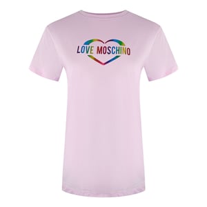 Love Moschino Multi Colour Heart Logo Pink T-shirt