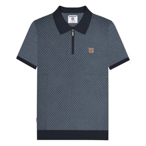 Lambretta Heren Gebreide Kwart Rits Poloshirt (Marineblauw)