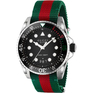 Gucci YA136209 herenhorloge met zwarte wijzerplaat en nylon band