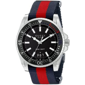Gucci YA136210 Duikhorloge met zwarte wijzerplaat - Stijlvol en functioneel