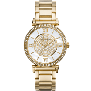 Michael Kors MK3332 Catlin Kristallen Wijzerplaat Dameshorloge, Geel Goud, 38 mm